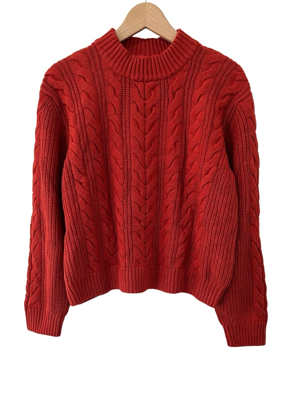 Pact women’s Cable Knit Crew Sweater XL tandoori chunky organic cotton NWOT